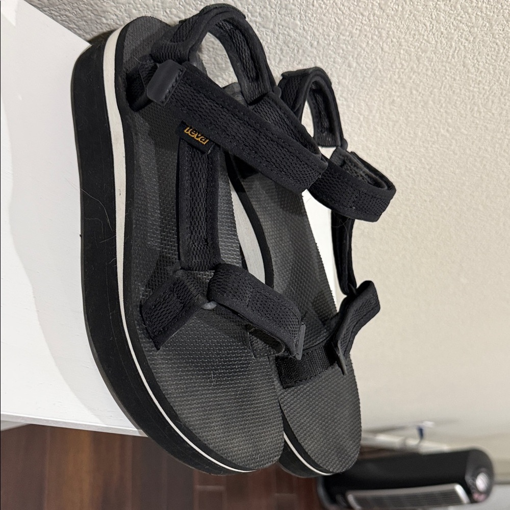Teva Women's Black Strap Sandals with Platform